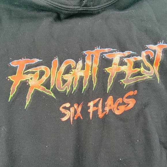 Six Flags Fright Fest Adults Large Pullover Scary Clown Black Long Sleeve - Picture 5 of 9